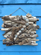 BESPOKE DRIFTWOOD WALLHANGING WITH LIMPET SHELLS