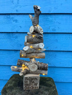 MINI DRIFTWOOD CHRISTMAS TREE WITH LIGHTS