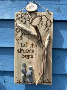 PERSONALISED DRIFTWOOD TREE PLAQUE |LET THE ADVENTURE BEGIN