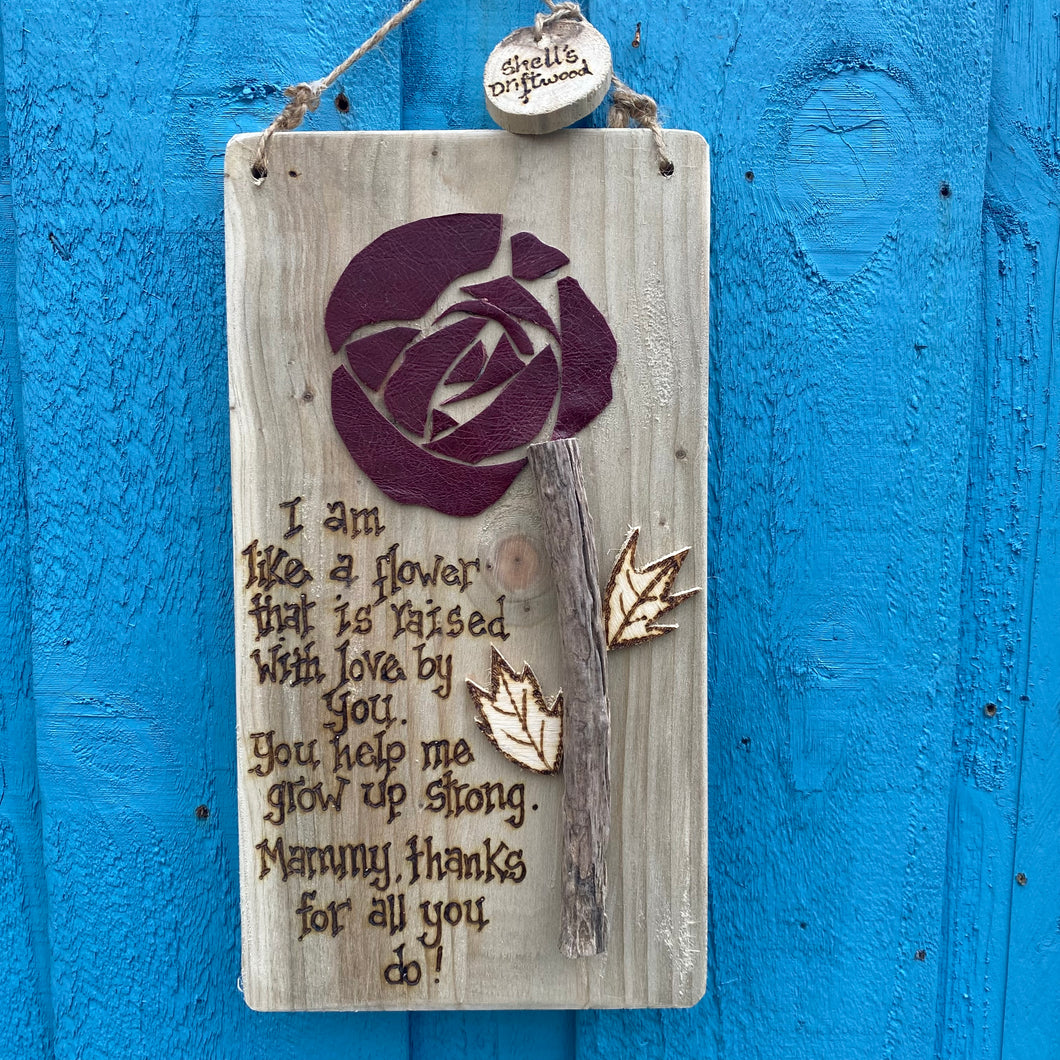 LEATHER FLOWER WALLHANGINGS FOR MUM| PERSONALISED ESPECIALLY FOR YOU.