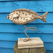 Load image into Gallery viewer, WOODEN FISH ON STAND| PYROGRAPHY

