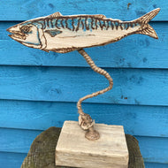 WOODEN FISH ON STAND| PYROGRAPHY