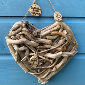 PERSONALISED DRIFTWOOD HEART/MADE ESPECIALLY FOR YOU