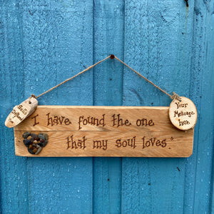 PERSONALISED LOVE WALLHANGING "I FOUND THE ONE THAT MY SOUL LOVES"