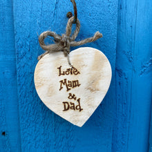 Load image into Gallery viewer, PERSONALISED RECLAIMED WOODEN HEART DECORATION FOR ANY OCCASION!
