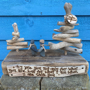 DRIFTWOOD COUPLE PEBBLE ART SCENE| MADE & PERSONALISED FOR YOU!