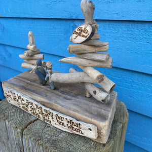 DRIFTWOOD COUPLE PEBBLE ART SCENE| MADE & PERSONALISED FOR YOU!