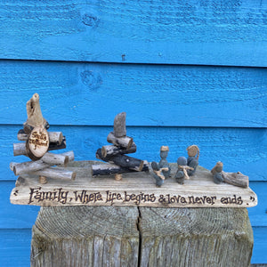 DRIFTWOOD "FAMILY" PEBBLE ART SCENE| MADE & PERSONALISED FOR YOU!