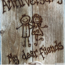 Load image into Gallery viewer, PERSONALISED ANNIVERSARY WALL HANGING/PYROGRAPHY

