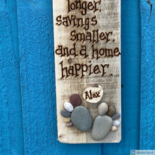 Load image into Gallery viewer, PERSONALISED BABY PEBBLE ART PLAQUE/ &quot;A BABY MAKES LOVE STRONGER....&quot;
