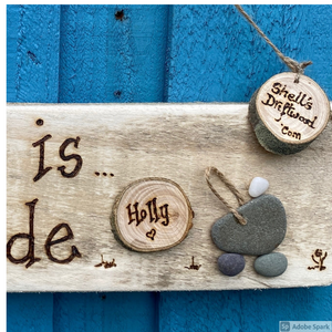 PERSONALISED BABY PEBBLE ART PLAQUE/ "HAPPINESS IS HOMEMADE"