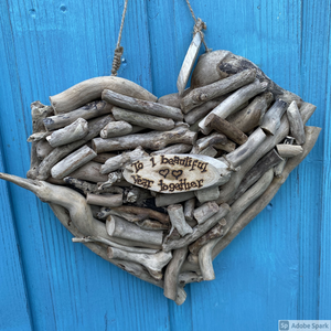 PERSONALISED DRIFTWOOD HEART/MADE ESPECIALLY FOR YOU