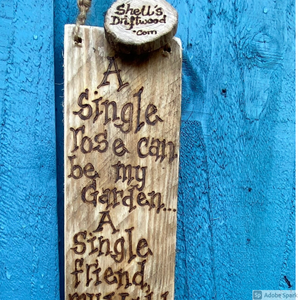 LEATHER FLOWER WALL HANGING/ "A SINGLE ROSE CAN BE BY GARDEN"