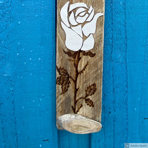 LEATHER FLOWER WALL HANGING/ "A SINGLE ROSE CAN BE BY GARDEN"