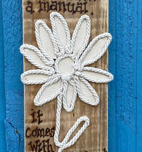 LEATHER FLOWER PLAQUE| PERFECT FOR YOUR MUM|"LIFE DOESN'T COME...
