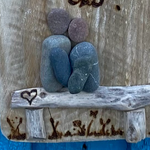 PEBBLE ART LOVE PLAQUE " I ONLY WANT TWO THINGS IN THIS LIFE"