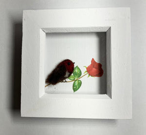 ROBIN ON A ROSE..." Needle Felting Robin picture